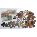 A quantity of British and foreign coins from the 1860s onwards to include one penny, farthing,