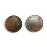 Two £5 Queen mother coins
