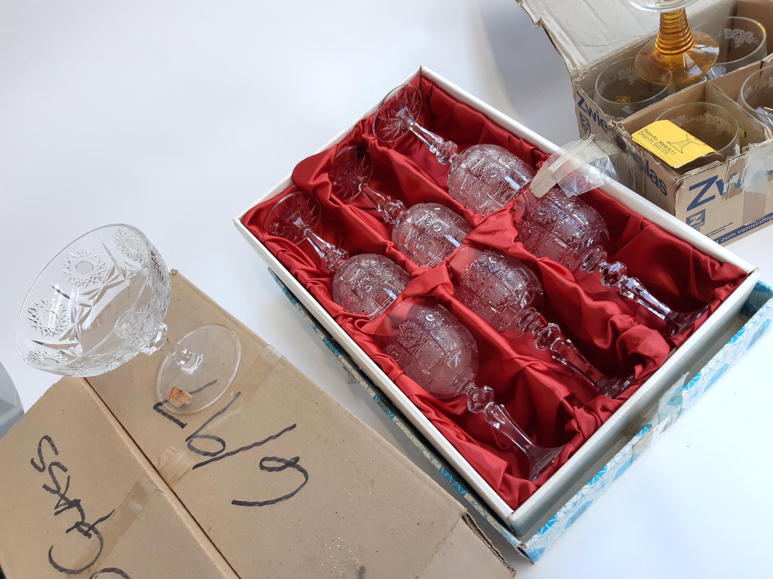 A boxed set of 6 Bohemia hand cut lead crystal wine glasses, together with a quantity of Zweisel- - Image 2 of 3