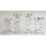 Four contemporary crystal candlestick holders, the tallest 22cmH