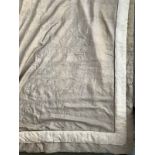 A pair of grey silk curtains lined and interlined, the drop 275cm, the width ungathered 180cm