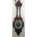 A banjo barometer in oak frame, glass af, 87cmH