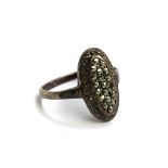 A white metal ring set with marcasites, 2.1g, size M 1/2