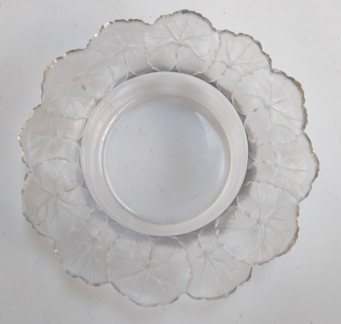 A Lalique Geranium frosted glass bowl, marked to base, 22cmD - Image 2 of 2