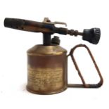 A Swedish Max Sievert, Stockholm brass blow torch with original caned handle, 13cmH
