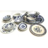 A mixed lot of blue and white ceramics to include Myott Meakin, Johnson Bros 'Nordic', 'Hearts and