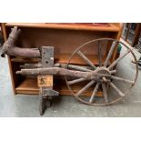 A 19th century hobby horse, on iron wheel, 110cmH