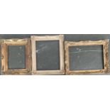 Three gilt gesso picture frames, internal dimensions 57x40cm, 40x50cm, 39x30cm