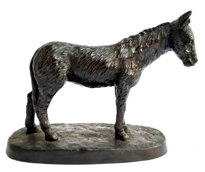 An Irish bronze resin donkey, signed J. Rynhart e/950, 21.5cmH