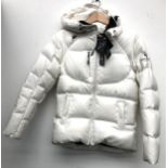 A Kappa kombat white quilted hooded jacket, size M