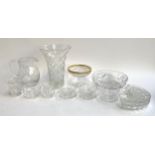 A mixed lot of cut glass and other glass items to include Stuart crystal pudding bowls, Waterford