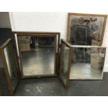 A gilt rectangular wall mirror, 75cmH, together with a dressing table mirror and a further wall