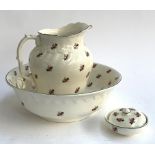 A Bristol wash bowl, 39cmD, jug and soap dish
