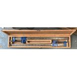 Two Record sash clamps, 92cmL, in fitted pine case