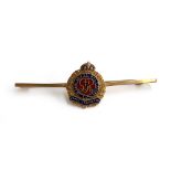 A 9ct gold and enamel Royal Engineers bar brooch, approx. 4.2g