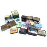 A quantity of vintage and other tins to include tobacco tins, Ogdens, Lloyds, golf, some