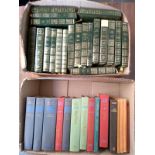 Two mixed boxes of books to include Nelson doubleday editions of Jane Austen, Emily Bronte,