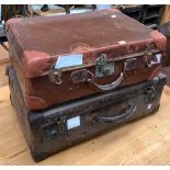 Two small vintage suitcases, 51cmW and 56cmW