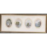 A set of 4 watercolour miniatures of landscapes, each 9x6cm