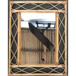 A bamboo framed rectangular wall mirror, 90x70cm