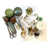 A mixed lot to include Chesebrough New York glass vaseline pot, silver capped cut glass knife