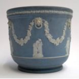 A 19th century Wedgwood Jasper ware planter, with classical scenes, 23.5cmD, 20.5cmH