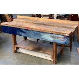 A large pine workbench, 183x68x79cmH