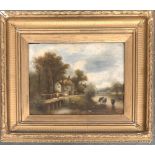 Charles 'Chas' Vickers, 19th century oil on canvas, cattle watering, manner of Constable, 30x39cm