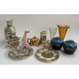 A mixed lot of ceramics to include Price cottage teapot, Woodware piggy bank, Sadler novelty King