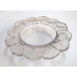 A Lalique Geranium frosted glass bowl, marked to base, 22cmD