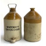 A stoneware cider flagon with screw cap, marked Whiteway's Devon Cyder, 39cmH, together with one