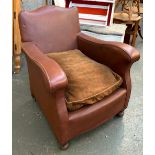 A brown vinyl upholstered club chair, 72cmW