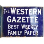 A vintage enamelled Western Gazette wall sign, 38x28cm