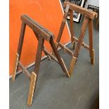 A pair of vintage pine trestles, 75cm high (excluding later easily removed additions)
