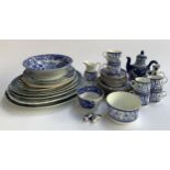 A quantity of blue and white ceramics to include various meat plates, Spode Italian, George
