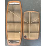 Two mid century teak wall mirrors, 106x39cm and 67x39cm