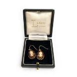 A pair of 9ct gold shell cameo earrings, approx. 2.7g, in a Liberty of London box