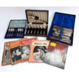A quantity of Royal ephemera, together with 3 cased sets of plated cutlery