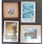 Two framed railway interest prints, together with a black and white photograph and other limited