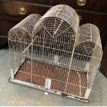 A possibly Victorian white painted bird cage, 61x31x60cmH