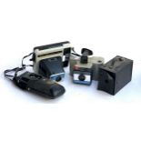 A small lot of photographic equipment to include Kodak EK2 instant camera, Polaroid swinger II