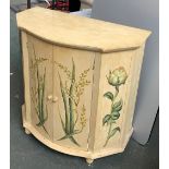A painted pine side cabinet, serpentine front with two doors, 80x40.5x79cmH