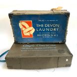 Two vintage launderette boxes, one Anglo American and the other The Devon Laundry, each approx.