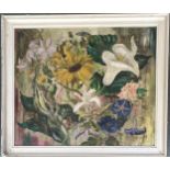 Early 20th century, still life of flowers, oil on board, 50x60cm