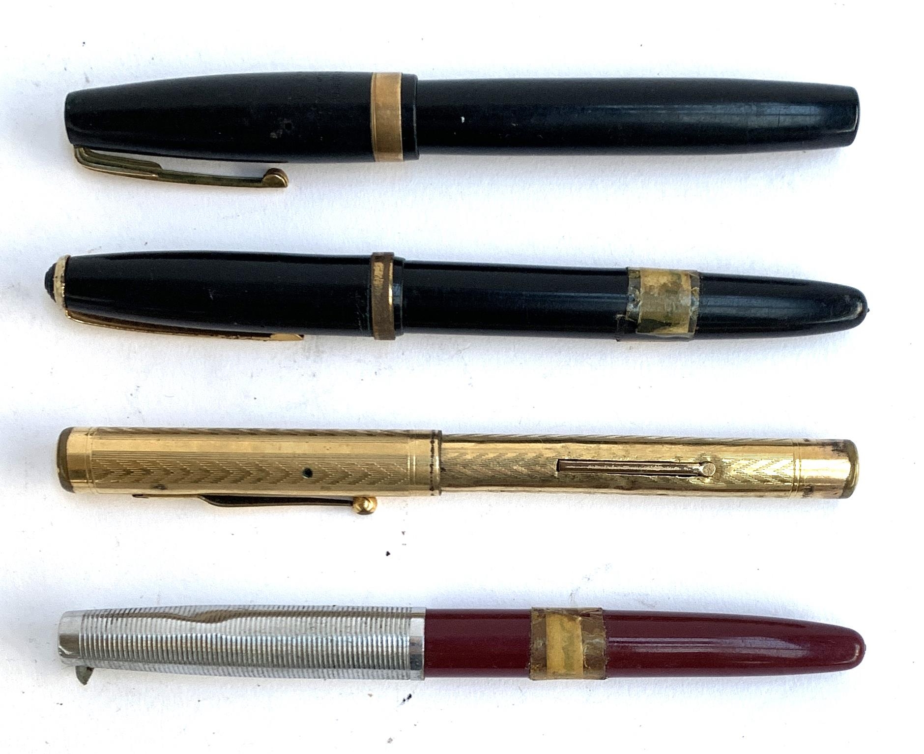 A lot of 4 pens to include Watermans with 14ct gold nib, Swan gold plated pen with 14ct gold nib,