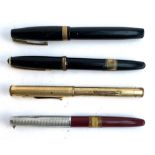 A lot of 4 pens to include Watermans with 14ct gold nib, Swan gold plated pen with 14ct gold nib,