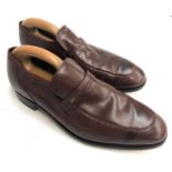 A pair of Gieves & Hawkes brown leather shoes with wooden trees, little wear, size 9.5