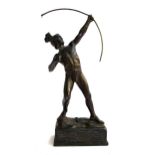 A spelter figure of an archer, 39cmH