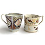 Two 19th century Royal Crown Derby teacups, one with red flower pattern heightened in gilt (af), 6.