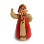 A vintage 1950s Soviet plastic dancing matryoshka doll figurine, 13.5cmH
